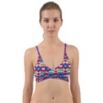 Pastel shapes rows on a purple background                                                                  Wrap Around Bikini Top