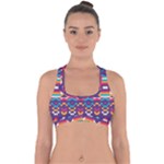 Pastel shapes rows on a purple background                                                                  Cross Back Hipster Bikini Top