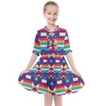 Pastel shapes rows on a purple background                                                                Kids  All Frills Chiffon Dress