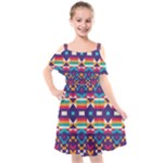 Pastel shapes rows on a purple background                                                               Kids  Cut Out Shoulders Chiffon Dress