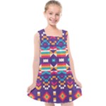 Pastel shapes rows on a purple background                                                                Kids  Cross Back Dress