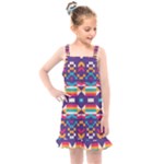 Pastel shapes rows on a purple background                                                                Kids  Overall Dress