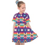 Pastel shapes rows on a purple background                                                               Kids  Sailor Dress