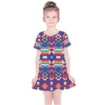 Pastel shapes rows on a purple background                                                                  Kids  Simple Cotton Dress