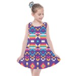 Pastel shapes rows on a purple background                                                                Kids  Summer Dress