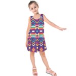 Pastel shapes rows on a purple background                                                                  Kid s Sleeveless Dress