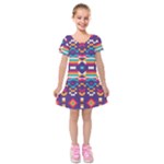 Pastel shapes rows on a purple background                                                                       Kids  Short Sleeve Velvet Dress