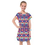 Pastel shapes rows on a purple background                                                                    Kids  Drop Waist Dress