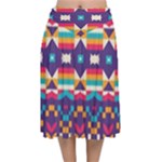 Pastel shapes rows on a purple background                                                                Velvet Flared Midi Skirt