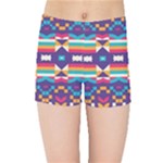 Pastel shapes rows on a purple background                                                                  Kids  Skinny Shorts