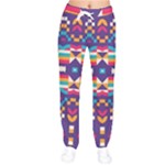 Pastel shapes rows on a purple background                                                                   Women velvet Drawstring Pants