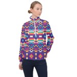 Pastel shapes rows on a purple background                                                                   Women Half Zip Windbreaker