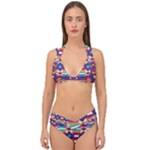 Pastel shapes rows on a purple background                                                                   Double Strap Halter Bikini Set