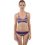 Pastel shapes rows on a purple background                                                                     Wrap Around Bikini Set