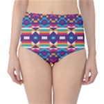 Pastel shapes rows on a purple background                                                                   High-Waist Bikini Bottoms