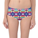 Pastel shapes rows on a purple background                                                                   Mid-Waist Bikini Bottoms