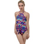 Pastel shapes rows on a purple background                                                                 Go with the Flow One Piece Swimsuit