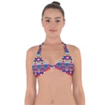 Pastel shapes rows on a purple background                                                                  Halter Neck Bikini Top