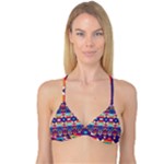 Pastel shapes rows on a purple background                                                                   Reversible Tri Bikini Top