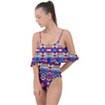 Pastel shapes rows on a purple background                                                                   Drape Piece Swimsuit