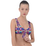 Pastel shapes rows on a purple background                                                                   Front Tie Bikini Top