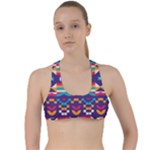 Pastel shapes rows on a purple background                                                                  Criss Cross Racerback Sports Bra