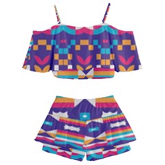 Kids  Off Shoulder Skirt Bikini 