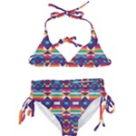 Pastel shapes rows on a purple background                                                                  Kids  Classic Bikini Set