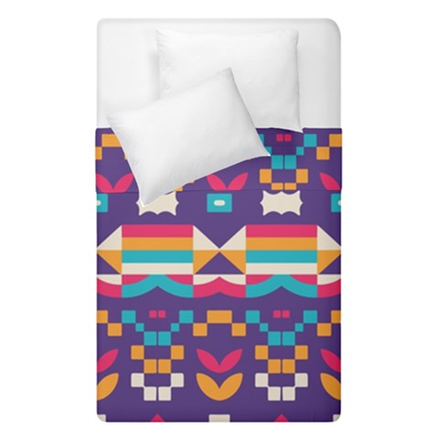 Pastel shapes rows on a purple background                                                                    Duvet Cover (Single Size) from ArtsNow.com