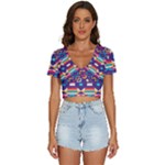 Pastel shapes rows on a purple background                                                          V-Neck Crop Top