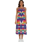 Pastel shapes rows on a purple background                                                         Sleeveless Shoulder Straps Boho Dress
