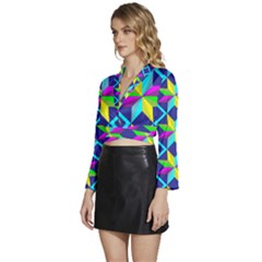 Long Sleeve Tie Back Satin Wrap Top 