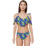 Colorful stars pattern                                                             Ruffle Edge Tie Up Bikini Set