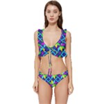 Colorful stars pattern                                                             Low Cut Ruffle Edge Bikini Set