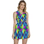 Colorful stars pattern                                                              Sleeveless High Waist Mini Dress