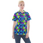 Colorful stars pattern                                                                   Women s Short Sleeve Pocket Shirt