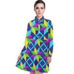 Colorful stars pattern                                                                 Long Sleeve Chiffon Shirt Dress