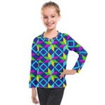 Colorful stars pattern                                                                  Kids  Long Mesh Tee