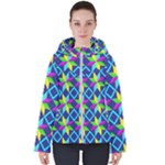 Colorful stars pattern                                                                    Women s Hooded Puffer Jacket