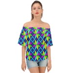 Colorful stars pattern                                                                    Off Shoulder Short Sleeve Top