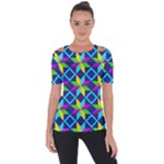 Colorful stars pattern                                                                    Shoulder Cut Out Short Sleeve Top