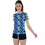 Colorful stars pattern                                                                     Back Circle Cutout Sports Tee