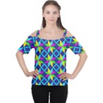 Colorful stars pattern                                                                     Women s Cutout Shoulder Tee