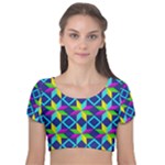 Colorful stars pattern                                                                  Velvet Short Sleeve Crop Top
