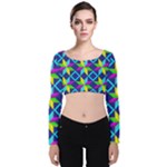 Colorful stars pattern                                                                    Velvet Long Sleeve Crop Top