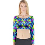 Colorful stars pattern                                                                     Long Sleeve Crop Top