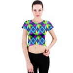 Colorful stars pattern                                                                     Crew Neck Crop Top