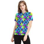 Colorful stars pattern                                                                     Women s Short Sleeve Rash Guard