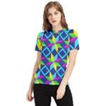 Colorful stars pattern                                                                     Women s Short Sleeve Rash Guard