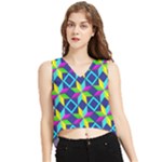 Colorful stars pattern                                                                     V-Neck Cropped Tank Top